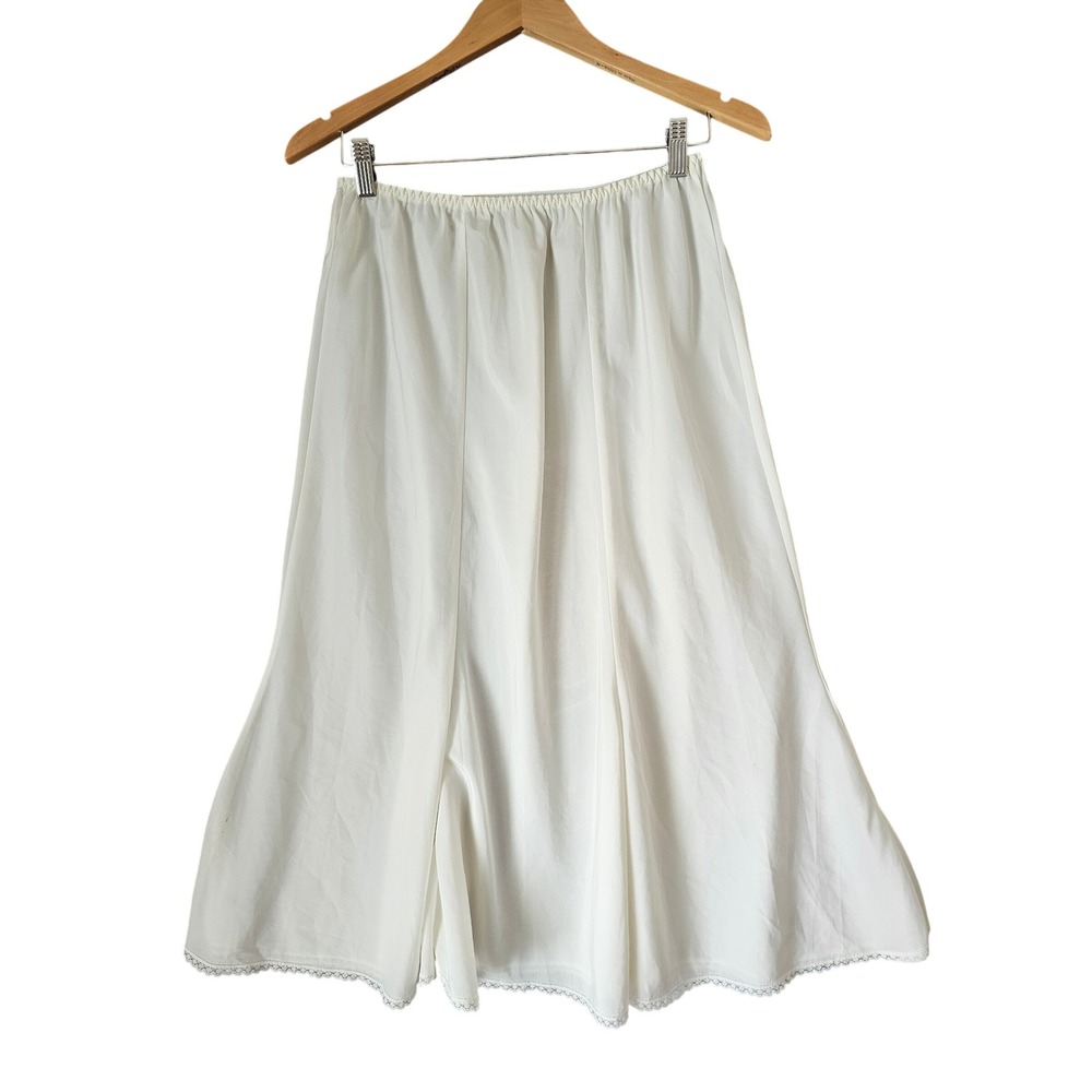 Barbizon Vintage Ivory Lace Trim Half Slip Skirt Size Large Knee Length